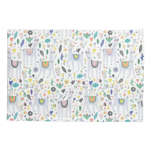 Doodle Alpaca Pattern Kussensloop (Achterkant-Links)