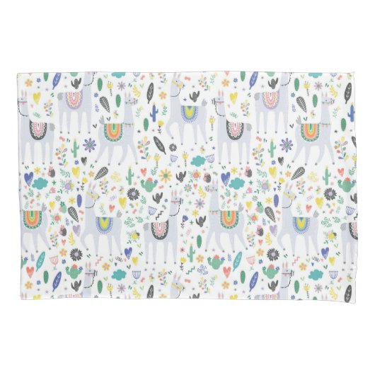 Doodle Alpaca Pattern Kussensloop (Voorkant-Links)