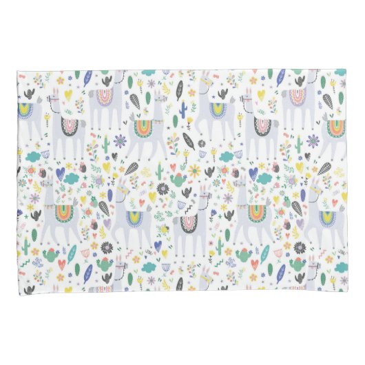 Doodle Alpaca Pattern Kussensloop (Voorkant-Rechts)