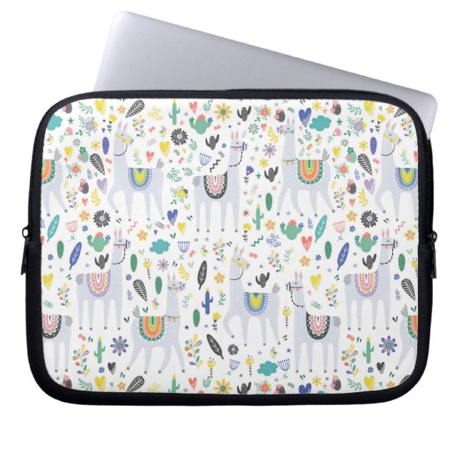 Doodle Alpaca Pattern Laptop Sleeve (Voorkant)