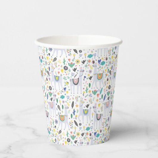 Doodle Alpaca Pattern Papieren Bekers (Links)