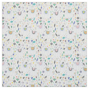 Doodle Alpaca Pattern Stof