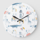 Doodle Animal Fun Patroon Grote Klok (Voorkant)