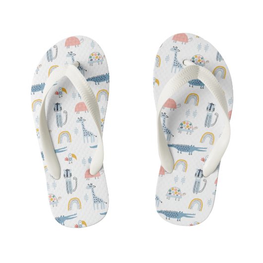 Doodle Animal Fun Patroon Kinder Teenslippers (Voetbed)