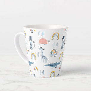 Doodle Animal Fun Patroon Latte Mok