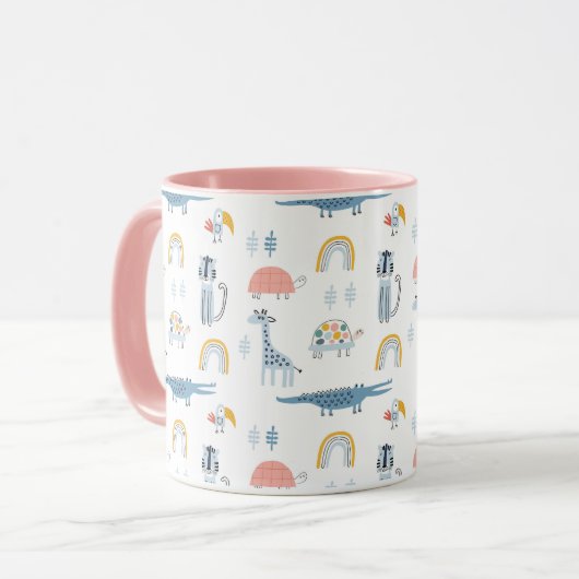 Doodle Animal Fun Patroon Mok (Voorkant links)