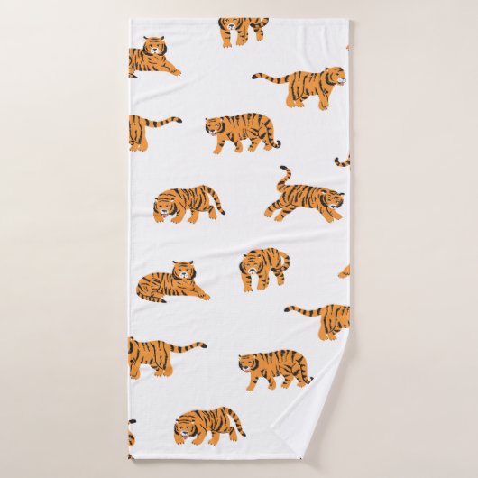 Doodle animal tigre japonais sans soudure main vin (Serviette de bain)
