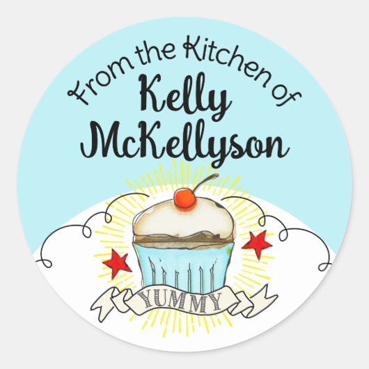 doodle aquarelle cupcake cuisson étiquette cadeau (Devant)