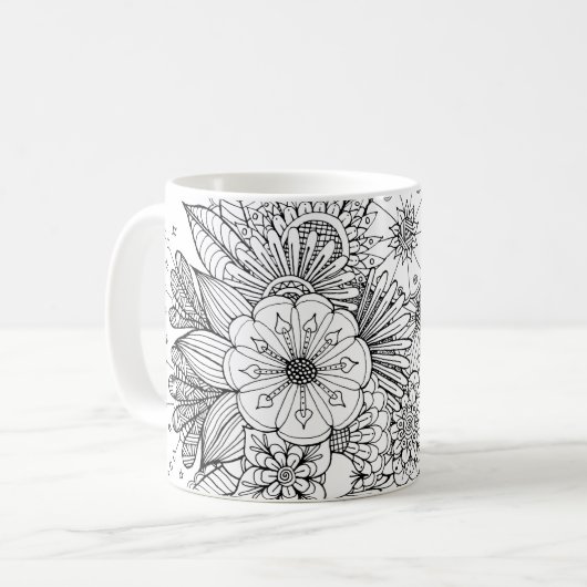 Doodle Art Design nr. 1 op mok van koffie (Voorkant links)