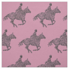 Doodle art horse rijder stof