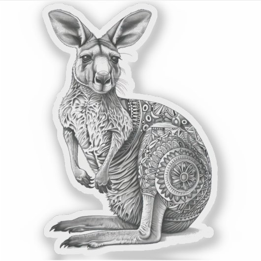 Doodle art Kangaroo Sticker (Voorkant)