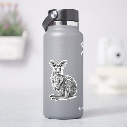 Doodle art Kangaroo Sticker (HydroFlask)