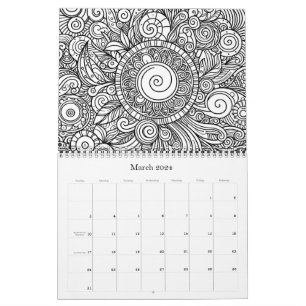 Doodle Art Kleurplaat Bloemen Pagina's Kalender
