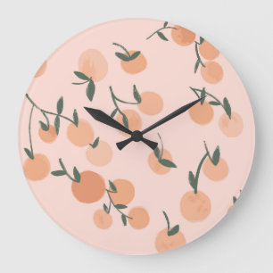 Doodle Art: Oranje kersen patroon Grote Klok