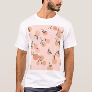 Doodle Art: Oranje kersen patroon T-shirt