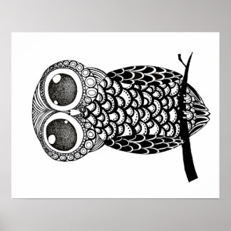 Doodle art owl poster