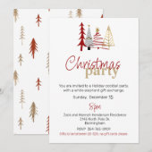 Doodle Art Trees Fête de Noël Invitation (Devant / Derrière)