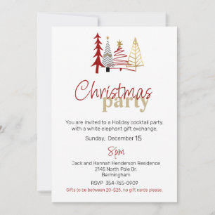 Doodle Art Trees Fête de Noël Invitation