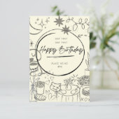 Doodle Birthday Invitation - Cute & Cozy (Debout devant)