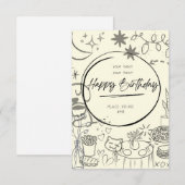 Doodle Birthday Invitation - Cute & Cozy (Devant / Derrière)
