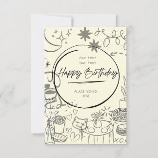 Doodle Birthday Invitation - Cute & Cozy