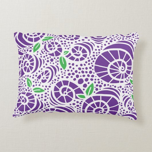 Doodle bladeren en abstracte slak krullen accent kussen (Achterkant)