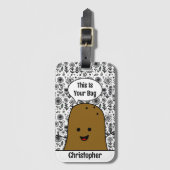 Doodle Bloemen, Bruine Aardappel, Uw Tas, Custom Bagagelabel (Voorkant (verticaal))