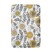 Doodle bloemen en bladeren in geel en zwart badmat (Voorkant Verticaal)