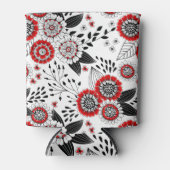 Doodle bloemen en bladeren in rood en zwart blikjeskoeler (Voorkant)