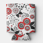 Doodle bloemen en bladeren in rood en zwart blikjeskoeler (Achterkant)
