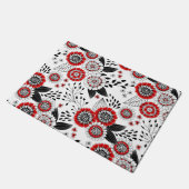 Doodle bloemen en bladeren in rood en zwart deurmat (Schuin)