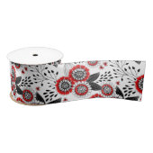 Doodle bloemen en bladeren in rood en zwart lint (Spoel)