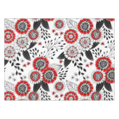 Doodle bloemen en bladeren in rood en zwart tafelkleed (Voorkant (Horizontaal))