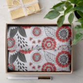 Doodle bloemen en bladeren in rood en zwart tissuepapier (Geschenk)