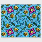 doodle bloemen inpakpapier (Vlak)