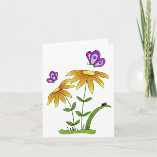 Doodle Bloemen Insecten en Bugs Algemeen Gebruik  Kaart