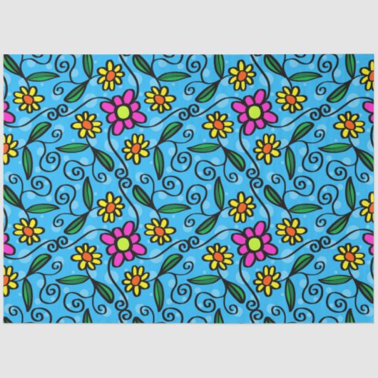 doodle bloemen tissuepapier (Voorkant)