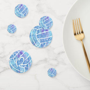 Doodle bloemen veegt paisleuzen blauw volleybal confetti