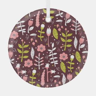 Doodle bloemnaadloos patroon Glas Ornament