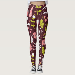 Doodle bloemnaadloos patroon Leggings