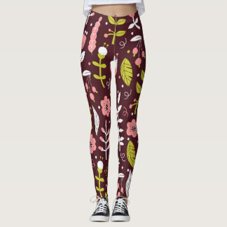 Doodle bloemnaadloos patroon Leggings