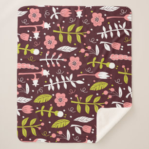 Doodle bloemnaadloos patroon Sherpa Deken