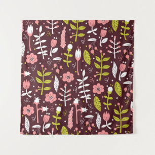 Doodle bloemnaadloos patroon Wandkleed