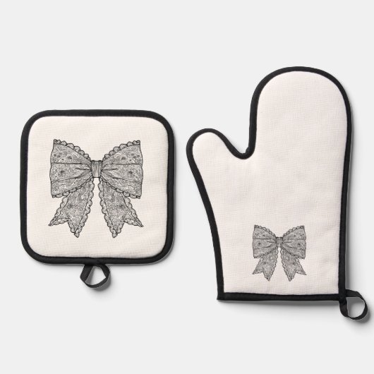 Doodle Bow Ovenwant & Pannenlap Set (Voorkant)
