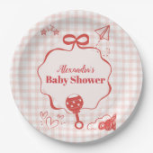 Doodle Brunch Bow Bow Baby shower Papieren Bordje (Voorkant)