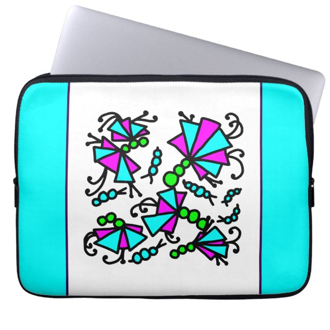 Doodle Bug Flowers Laptop Sleeve (Voorkant)