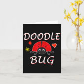 Doodle Bug Funny Doodle Ladybug  Kaart (Gele Bloem)