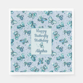 Doodle Bugs Butterflies - blue - kids birthday. Servet