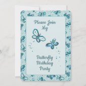 Doodle Bugs Butterflies - turquoise - birthday. Kaart (Voorkant)