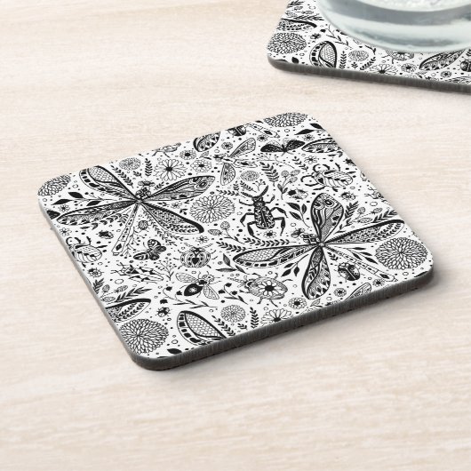 Doodle-bugs in donkerblauw bier onderzetter (Linkerzijde)